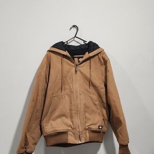 Dickies Men's Tan Hooded Bomber Jacket